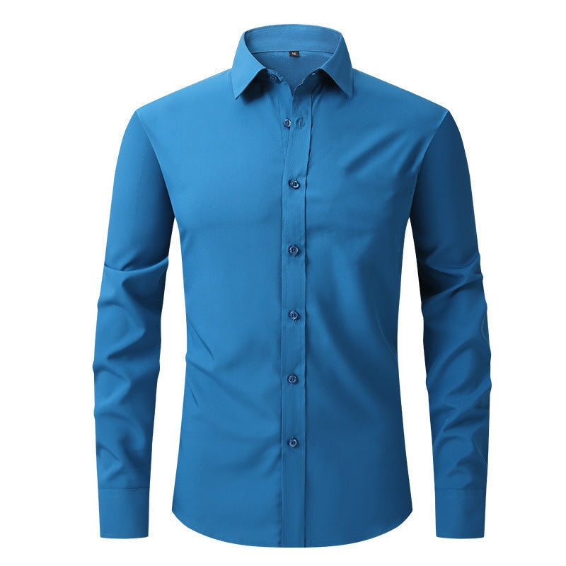 Chemise Infroissable à Coupe Ajustée Classique Bleu Cobalt - Mentigio