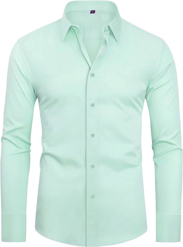 Chemise Infroissable à Coupe Ajustée Classique Vert Menthe - Mentigio