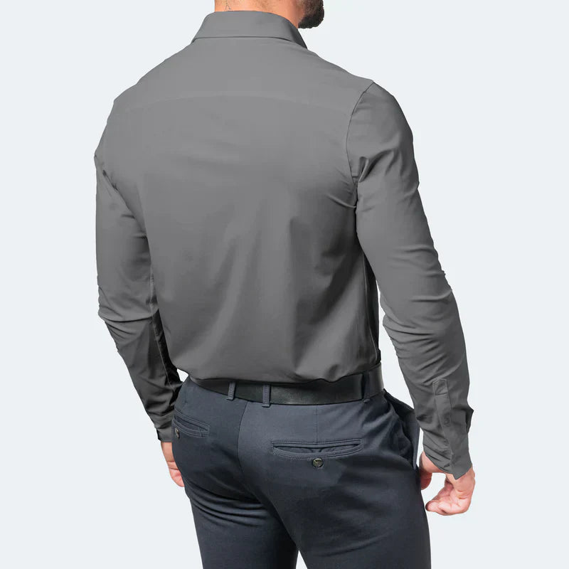 Chemise Infroissable à Coupe Ajustée Grise - Mentigio